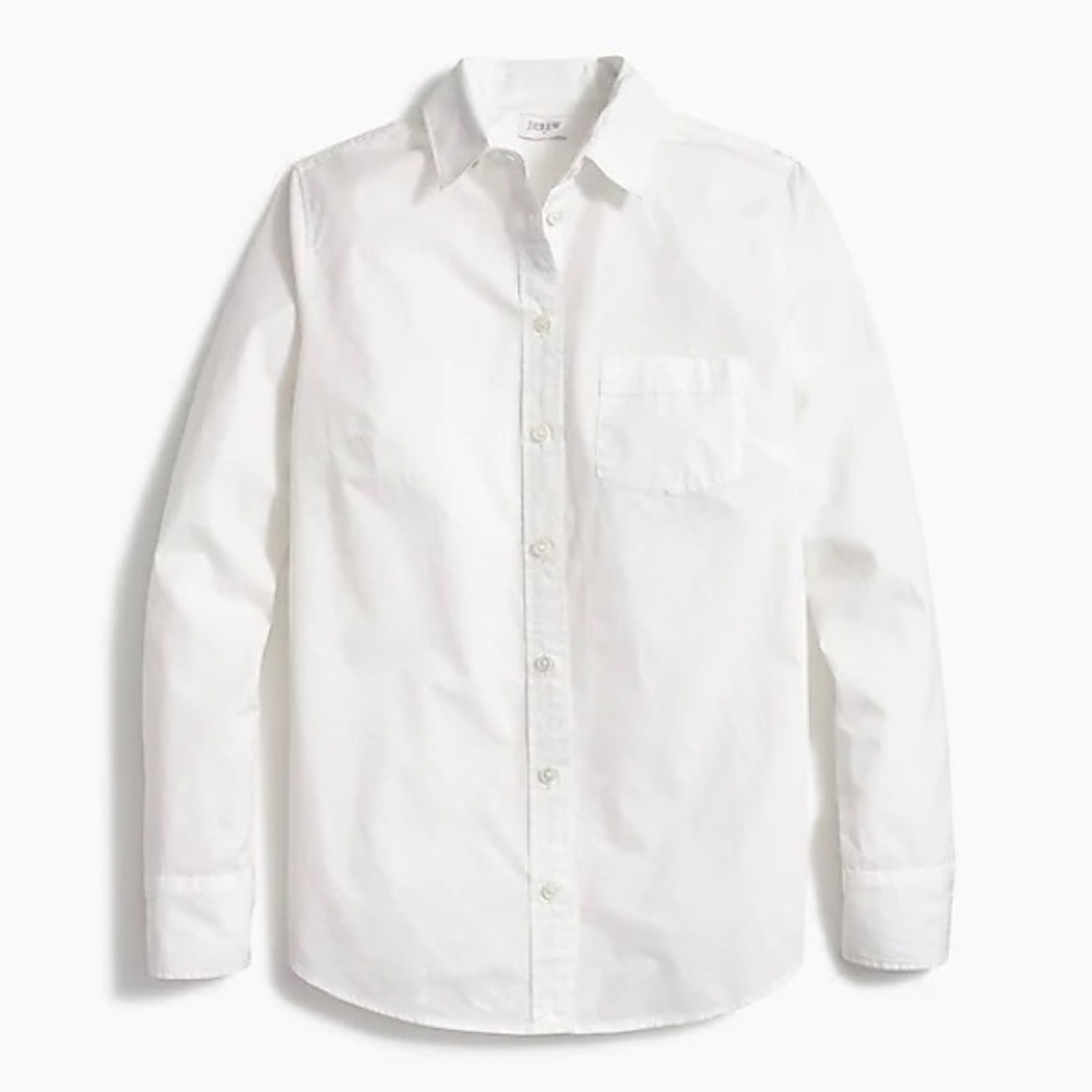 JCrew Factory Women M Button-up cotton poplin shirt in signature fit White AL501